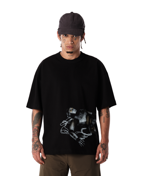 CAMISETA QC DOWN ROBOT BOXY PRETO