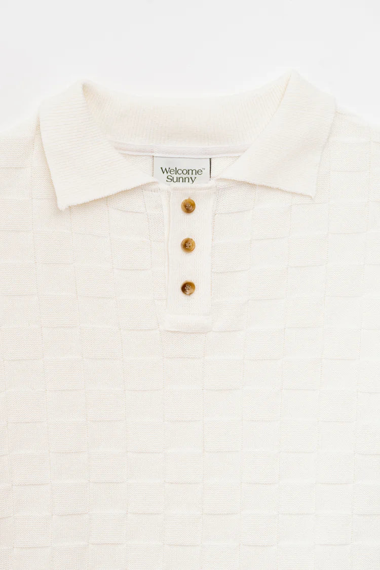 Polo Tricô Checked - Off White