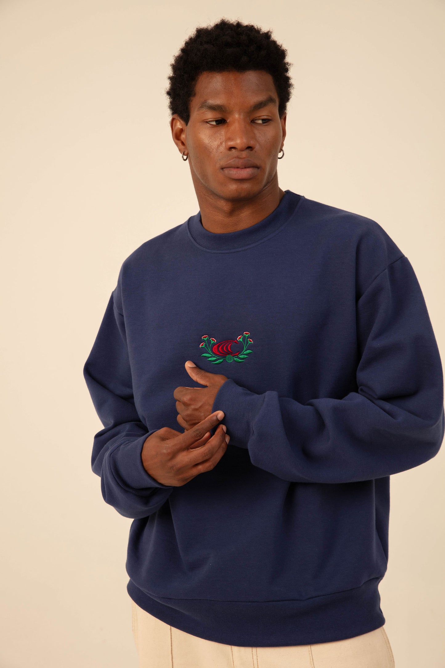 Embroided Navy Sweatshirt