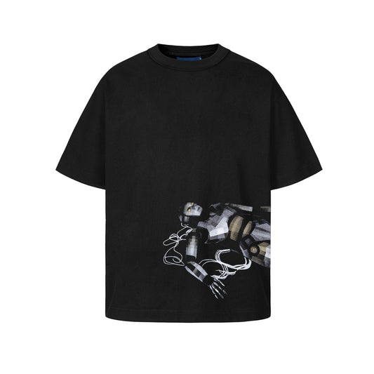 CAMISETA QC DOWN ROBOT BOXY PRETO