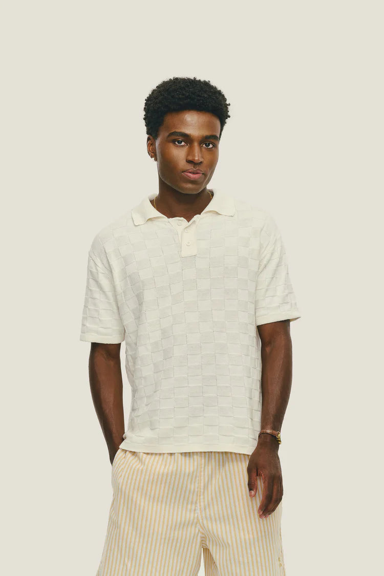 Polo Tricô Checked - Off White