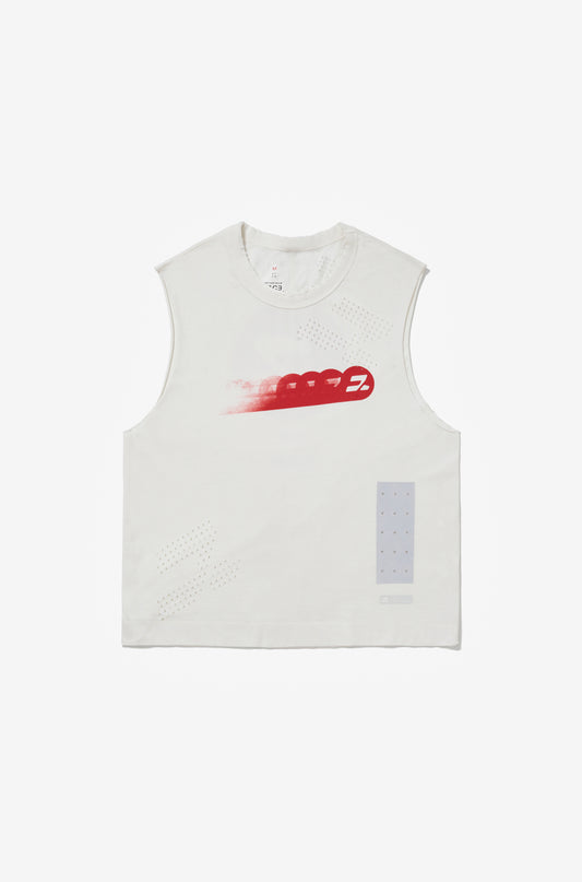 DRUMMER TANK TOP RED LOGO OFF WHITE