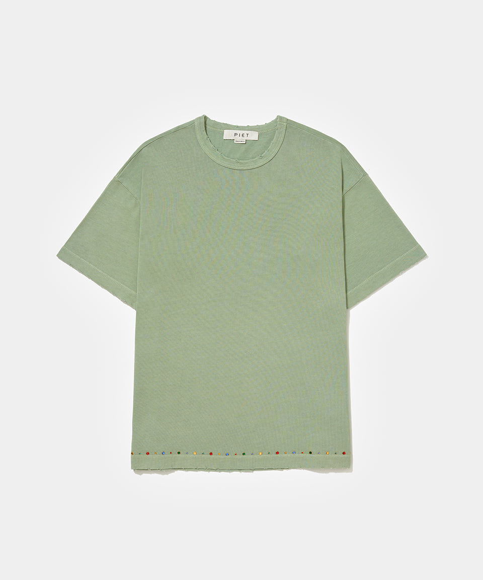 Gems Distressed Tee - Olive