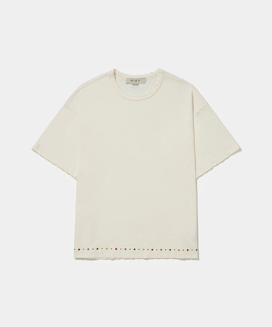 Gems Distressed Tee - Bone White